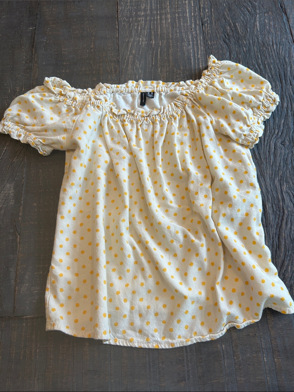 Vero Moda Cream Top with Yellow Polka Dots and Puff Sleeves